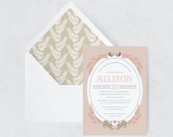 Invito baby shower: "Birds & Bunnies (Rosa)"