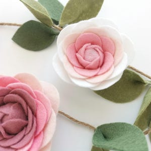 Pink Ombre Felt Flower Garland, Floral Wall Hanging, Nursery Decor, Wedding & Party Decoration image 11