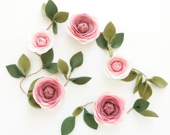 Floral Garland | Felt Flowers Garland | Nursery Decor | Wall Decor | Flower Banner | Wedding Party Decor | Photo Shoot Prop