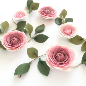 Pink Ombre Felt Flower Garland, Floral Wall Hanging, Nursery Decor, Wedding & Party Decoration image 8