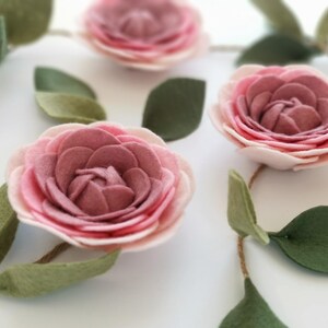 Pink Ombre Felt Flower Garland, Floral Wall Hanging, Nursery Decor, Wedding & Party Decoration image 7