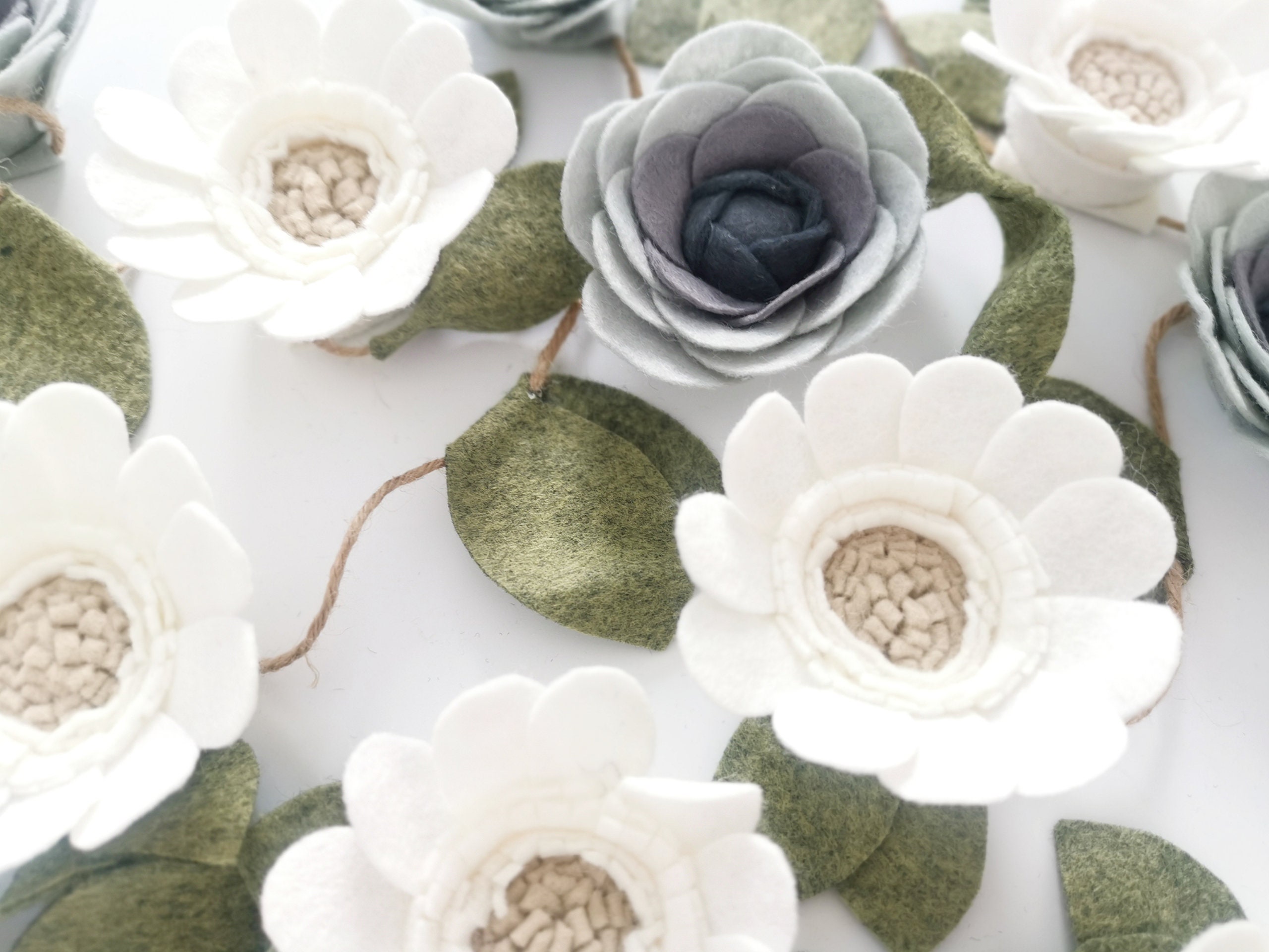 Floral Garland Felt Flowers Garland Nursery Decor Baby Etsy