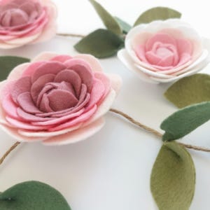 Pink Ombre Felt Flower Garland, Floral Wall Hanging, Nursery Decor, Wedding & Party Decoration image 12