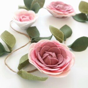 Pink Ombre Felt Flower Garland, Floral Wall Hanging, Nursery Decor, Wedding & Party Decoration image 5