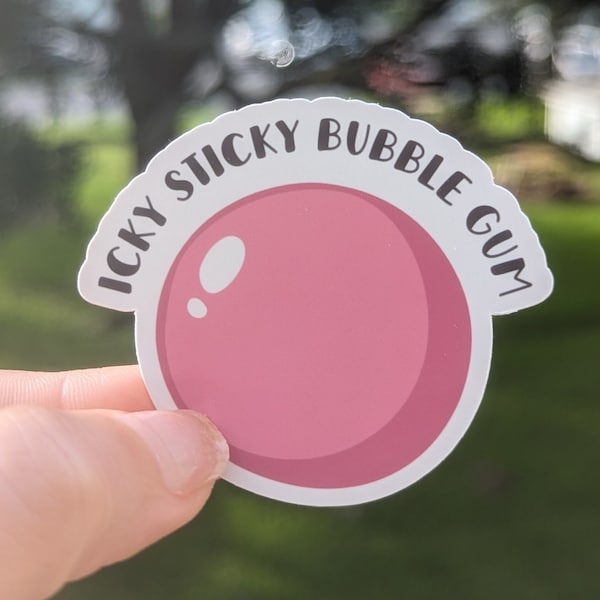 Custom Personalized Icky Sticky Bubble Gum Inspired Vinyl Glossy Sticker