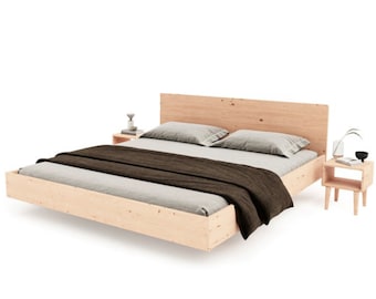 Metal-free bed from the carpenter, floating pine bed