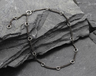 Stainless Steel Rings Bracelet: Black Chain Delicate Anklet