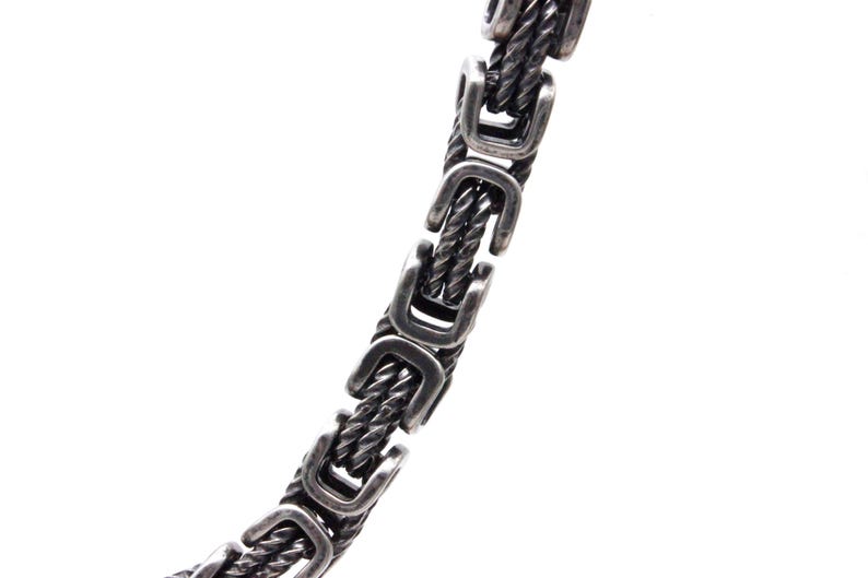 Oxidised Geometric Byzantine Rope Chain Necklace | Mens Stainless Steel ...