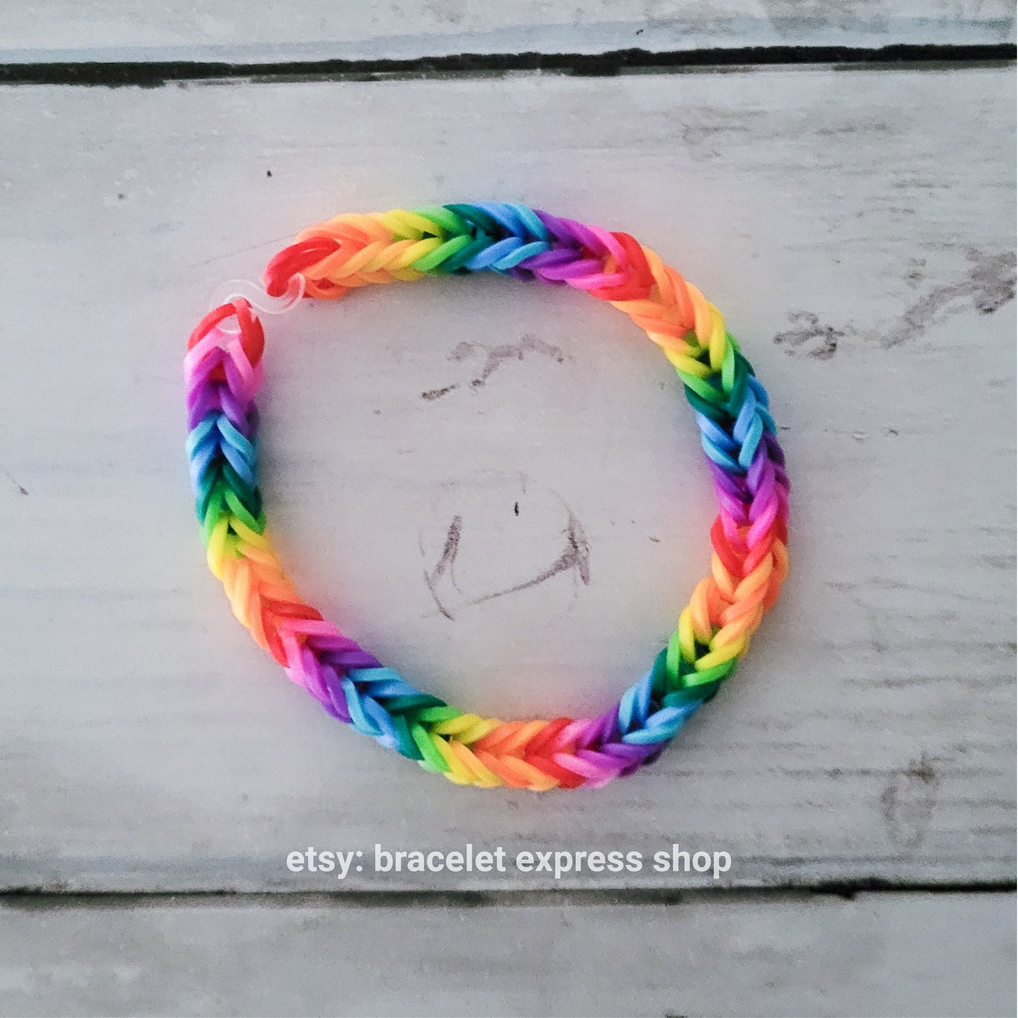 Genuine Rainbow Loom Rubber Band Fishtail Bracelet, Custom-Made w/ Choice  of 42