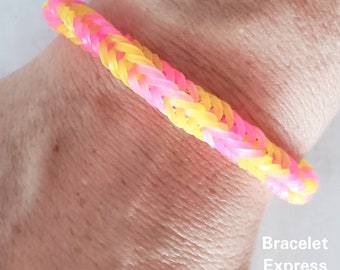 Pink Yellow Fishtail Bracelet Pink Braided Band Rainbow Loom