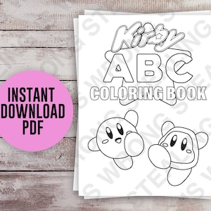 Kirby ABC Coloring Book - Instant Download PDF