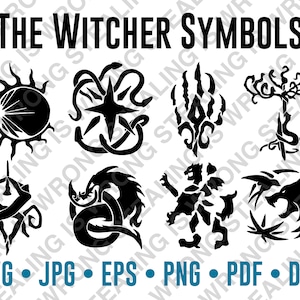 The Witcher Symbols | Digital Files Only | svg, jpg, png, eps, pdf, dxf