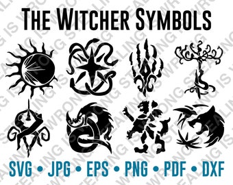 The Witcher Symbols | Digital Files Only | svg, jpg, png, eps, pdf, dxf