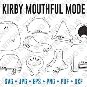 Kirby Mouthful Mode Collection | Digital Files Only | svg, jpg, png, eps, pdf, dxf