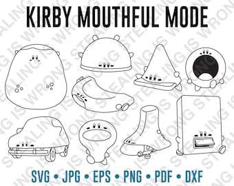 Kirby Mouthful Mode Collection | Digital Files Only | svg, jpg, png, eps, pdf, dxf