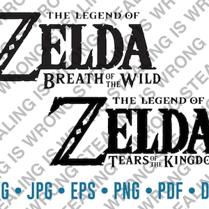 Legend of Zelda Breath of the Wild and Tears of the Kingdom Logos | Digital Files Only | svg, jpg, png, eps, pdf, dxf