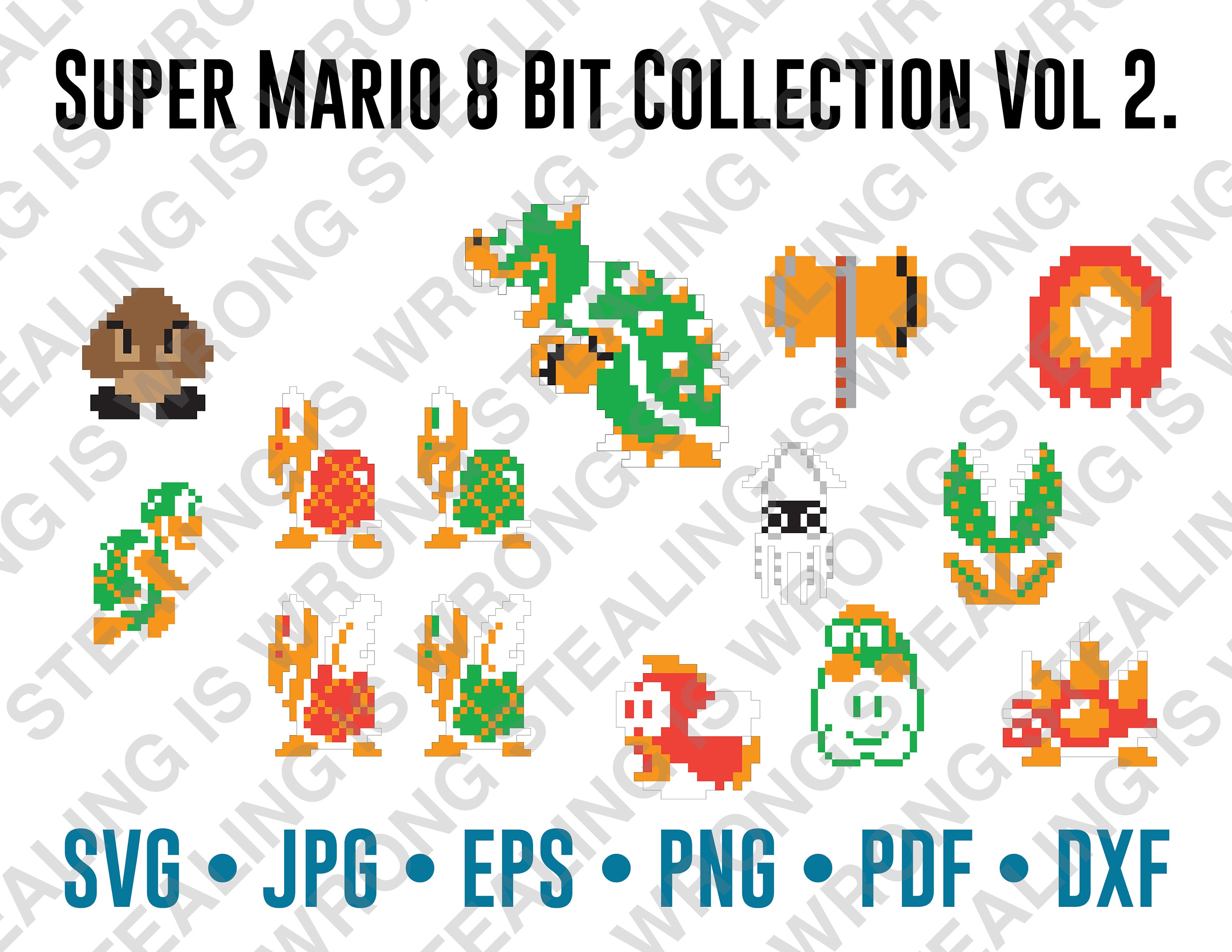 8bit mario characters pack 3D model