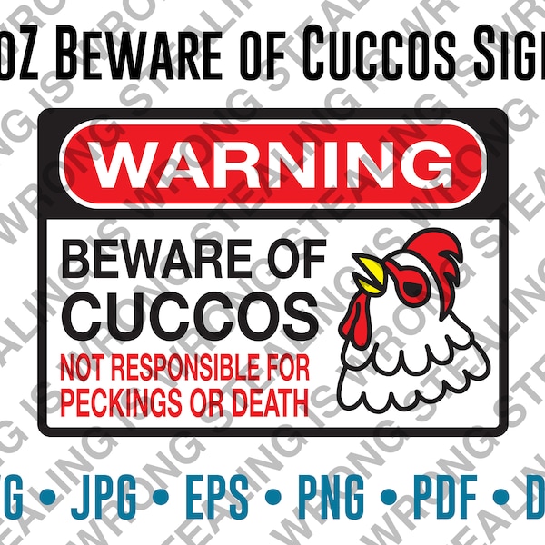Legend of Zelda | Beware of Cuccos Sign | Color and One Color | Digital Files Only | svg, jpg, png, eps, pdf, dxf