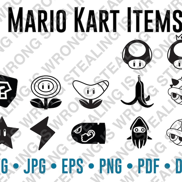 Mario Kart Items Collection | Digital Files Only | svg, jpg, png, eps, pdf, dxf