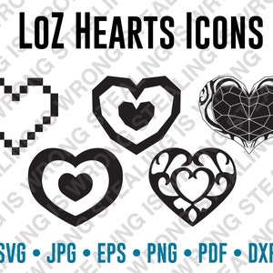 Legend of Zelda Heart Icons | Digital Files Only | svg, jpg, png, eps, pdf, dxf