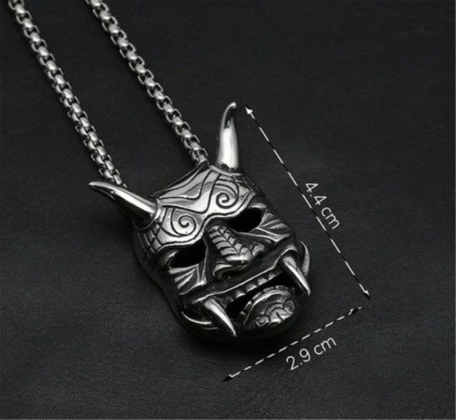 Hannya Oni Mask Stainless Steel Pendant Necklace Japanese Etsy