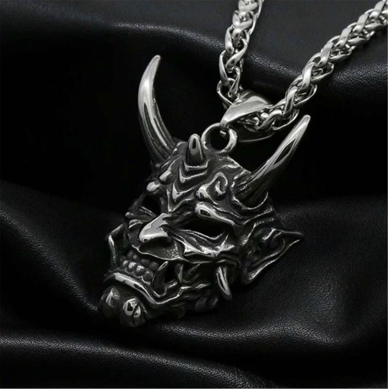 Hannya Oni Mask Stainless Steel Pendant Necklace - Etsy