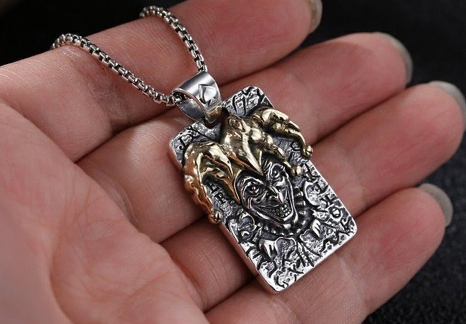 Joker Pendant Necklace Sterling Silver Eboy Jewelry Genuine Etsy