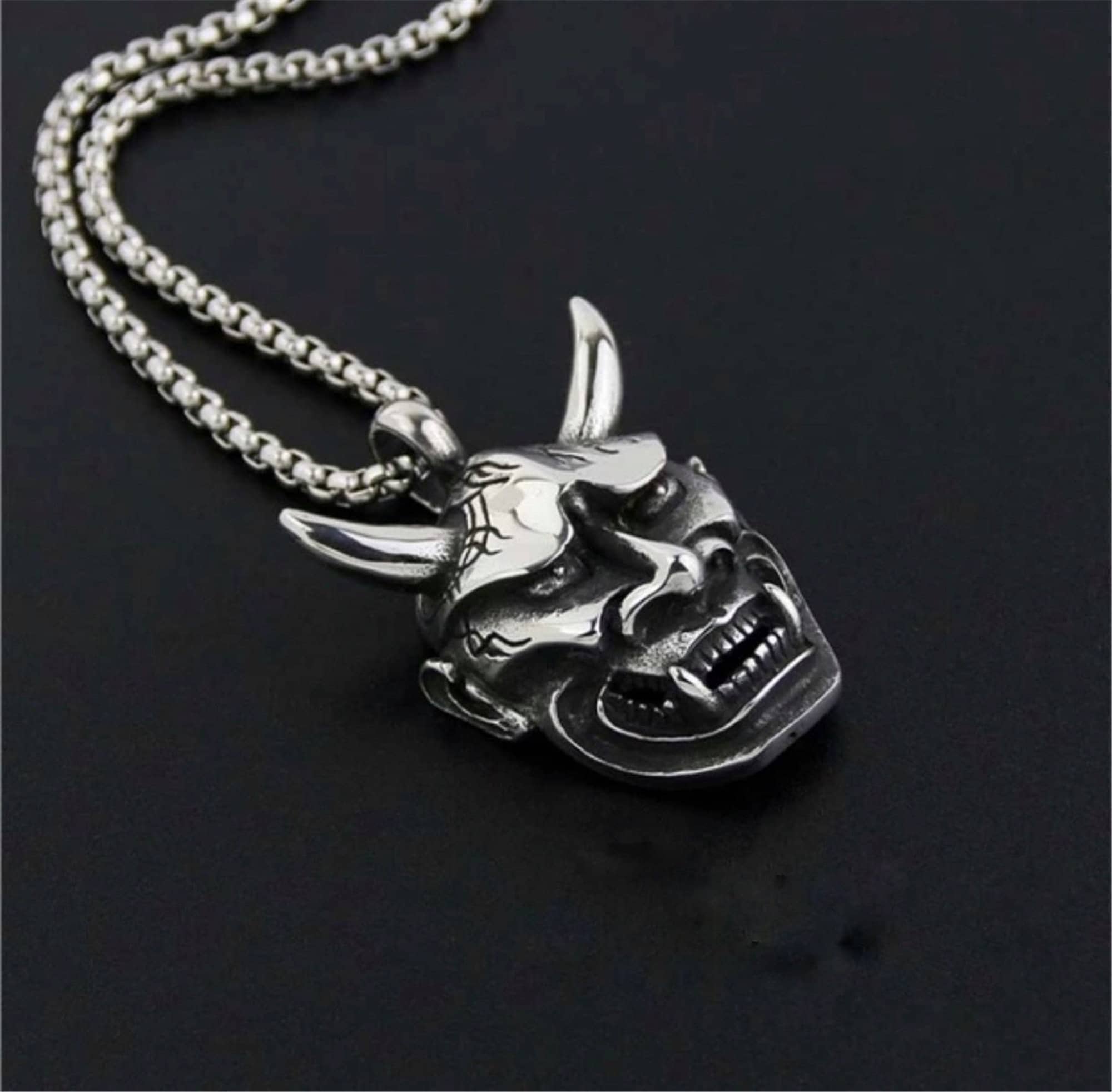 Hannya Oni Mask Stainless Steel Pendant Necklace | Etsy
