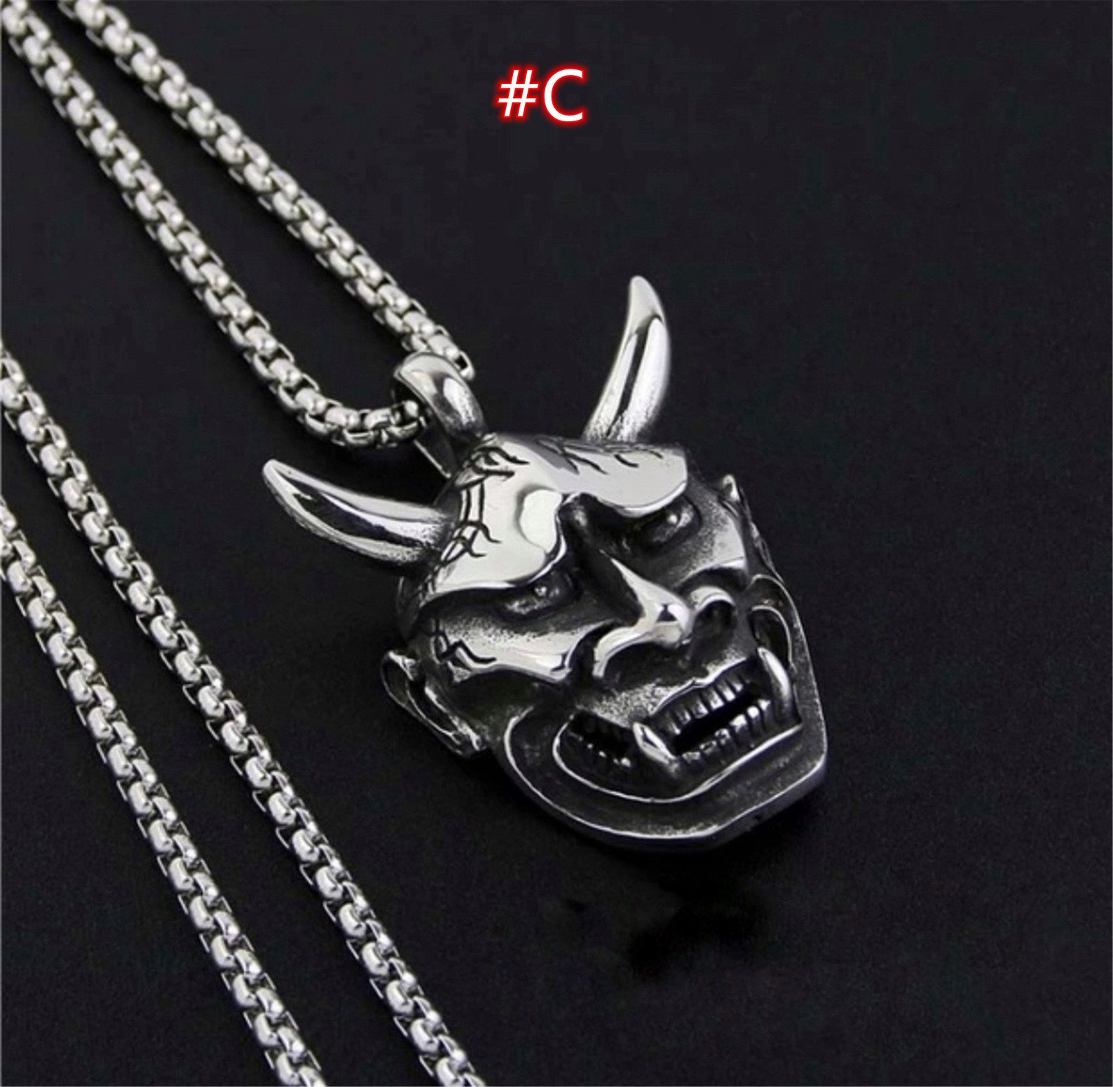 Hannya Oni Mask Stainless Steel Pendant Necklace Japanese Etsy