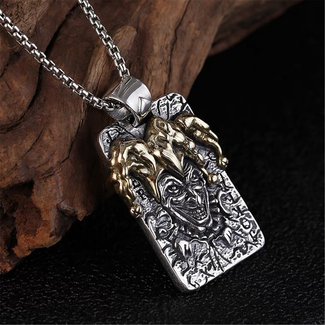 Joker Pendant Necklace Sterling Silver Eboy Jewelry Genuine Etsy