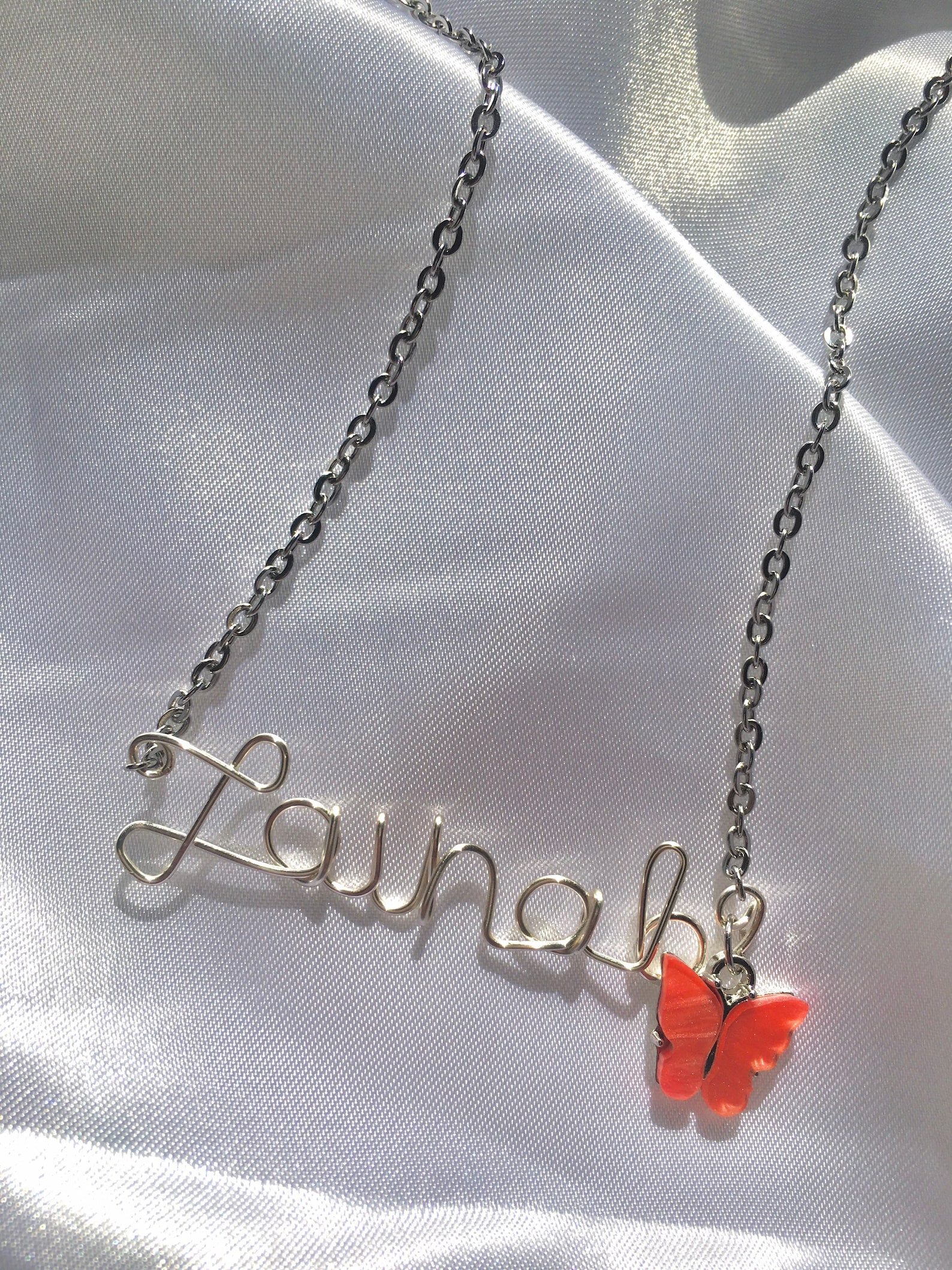 Wire Name Necklace Silver Silver Name Necklace Personalised | Etsy