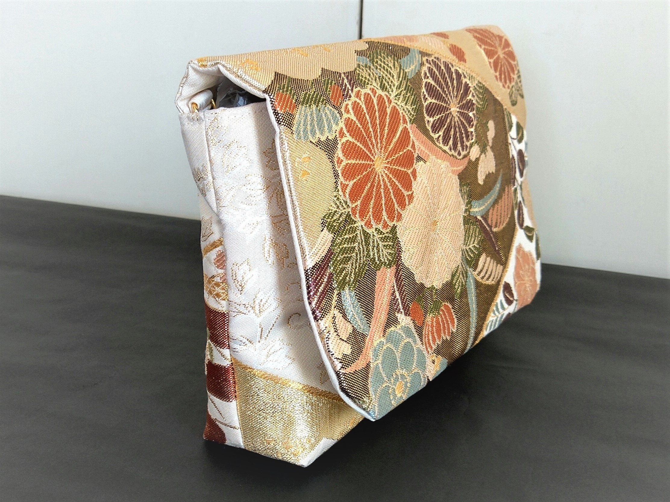 Obi Clutch Bag / 2 Way Bag / Vintage Silk Obi Bag / Flowers Etsy