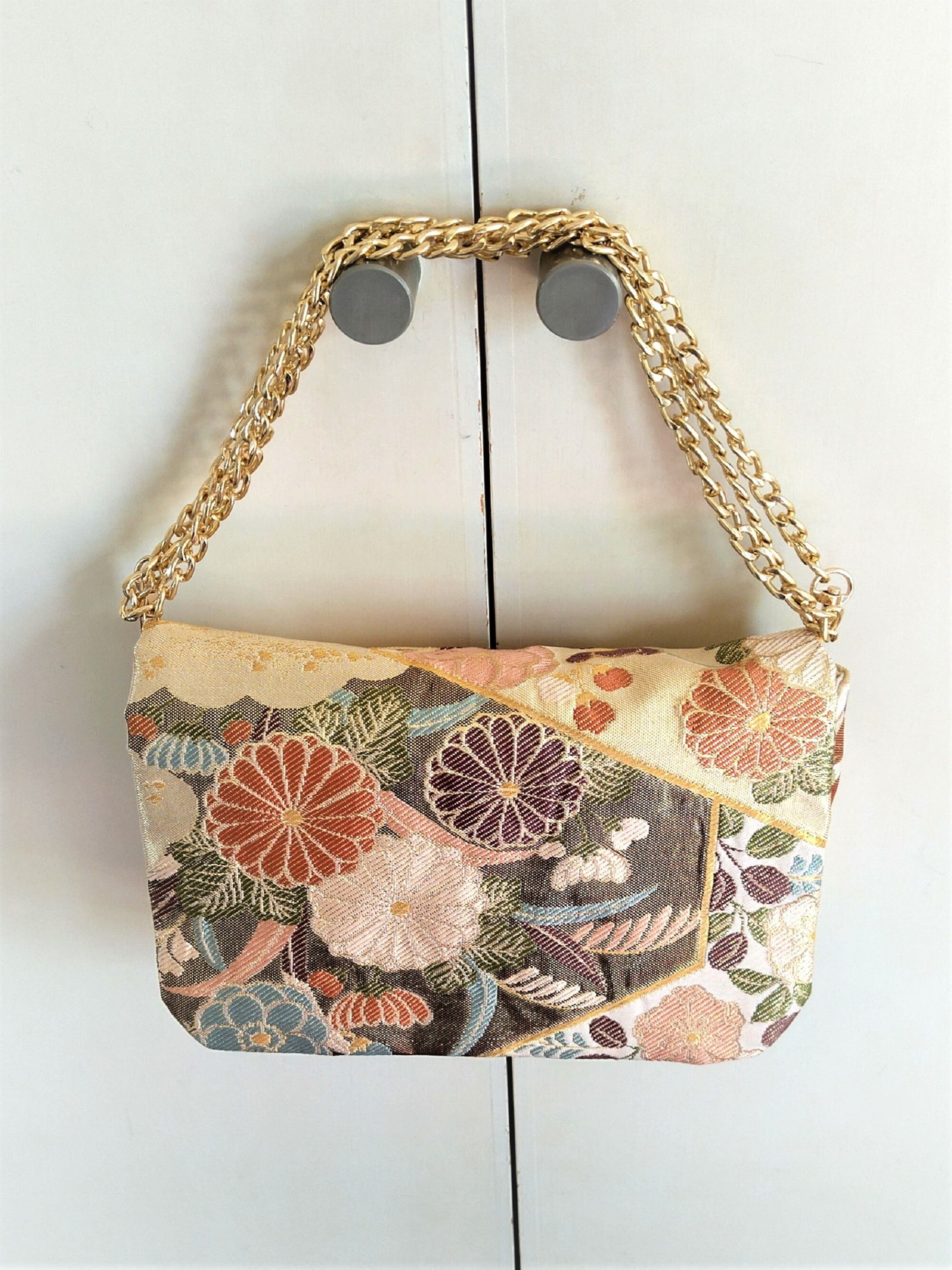 Obi Clutch Bag / 2 Way Bag / Vintage Silk Obi Bag / Flowers Etsy