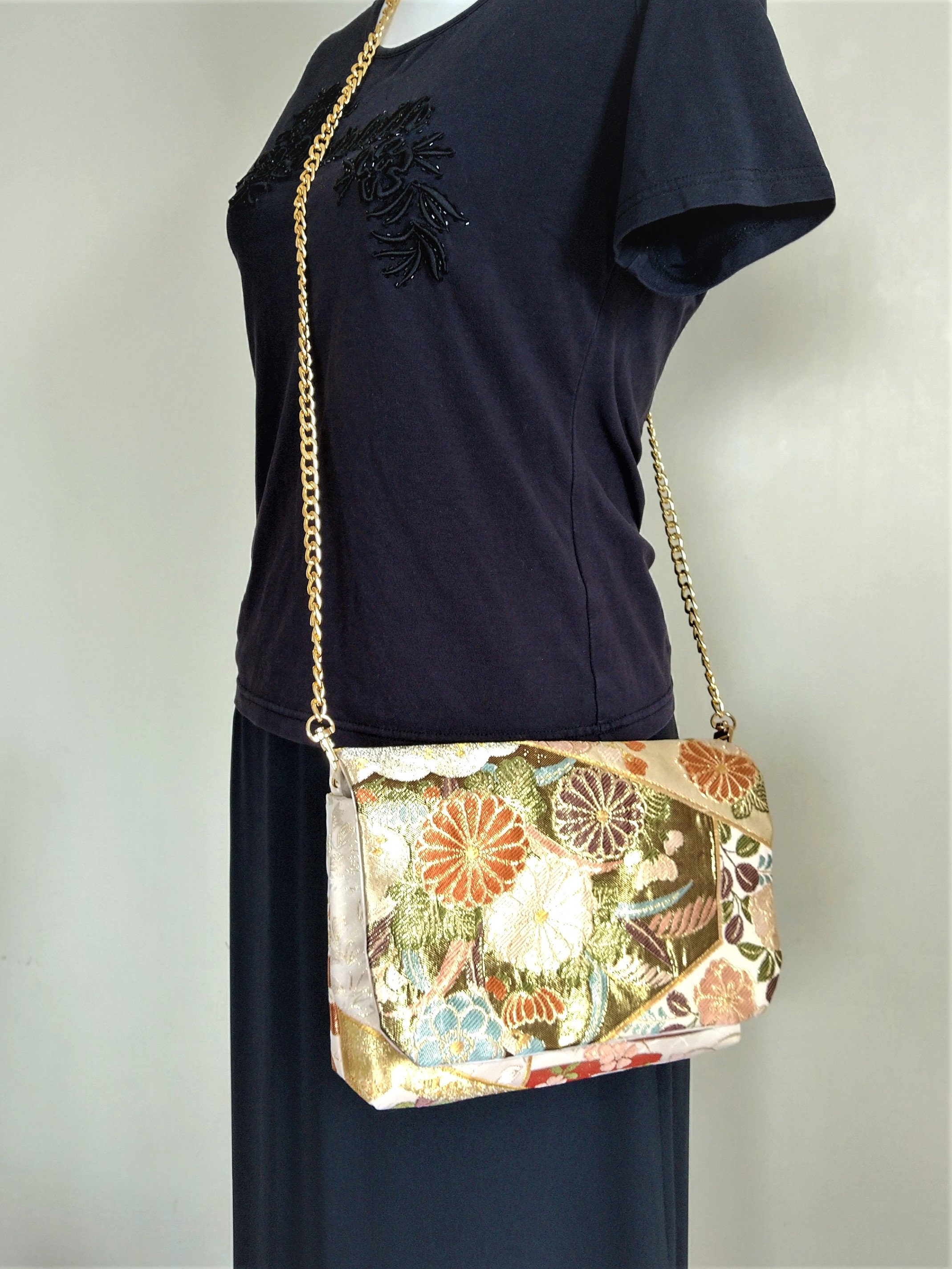 Obi Clutch Bag / 2 Way Bag / Vintage Silk Obi Bag / Flowers Etsy