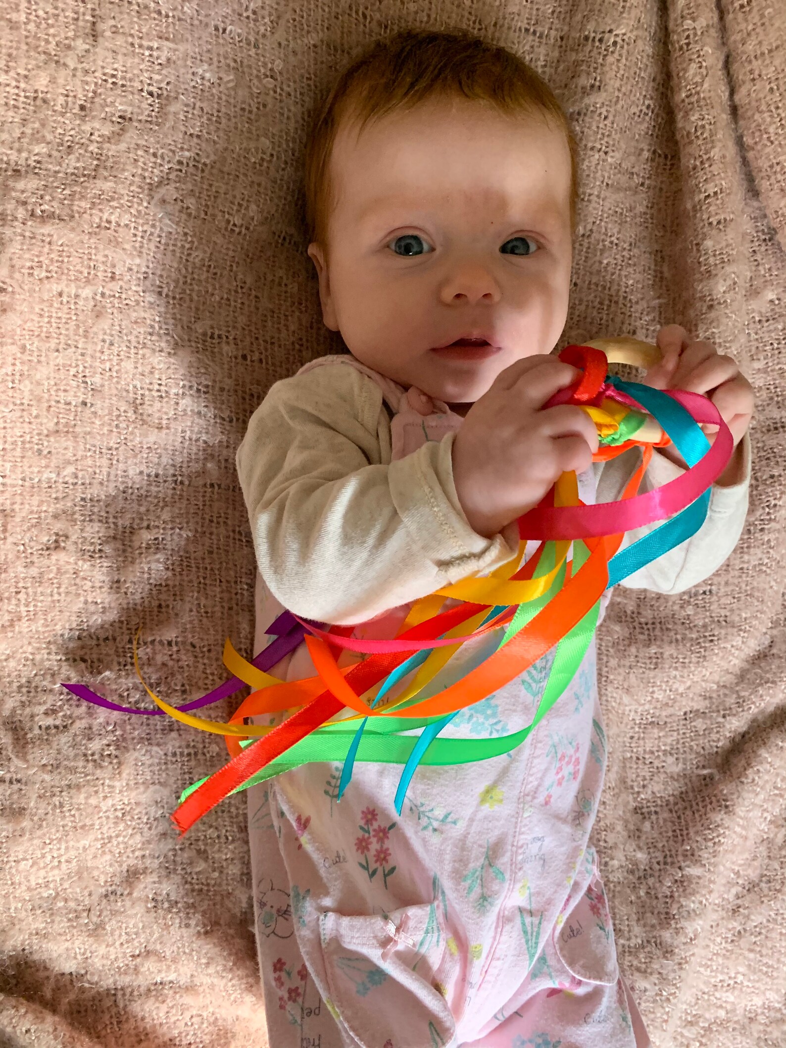 Sensory Wooden Rainbow Ribbon Ring Baby toy Sensory toy Etsy