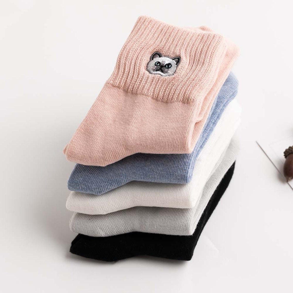 Cat embroidery socks women socks cat socks for gift gift | Etsy