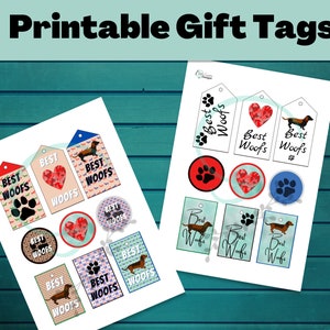 Dachshund Best Woofs: Selección de etiquetas de regalo imprimibles 8,5 x 11 pulgadas y A4, etiquetas de regalo para perros, etiquetas de regalo para perros salchicha, descarga digital