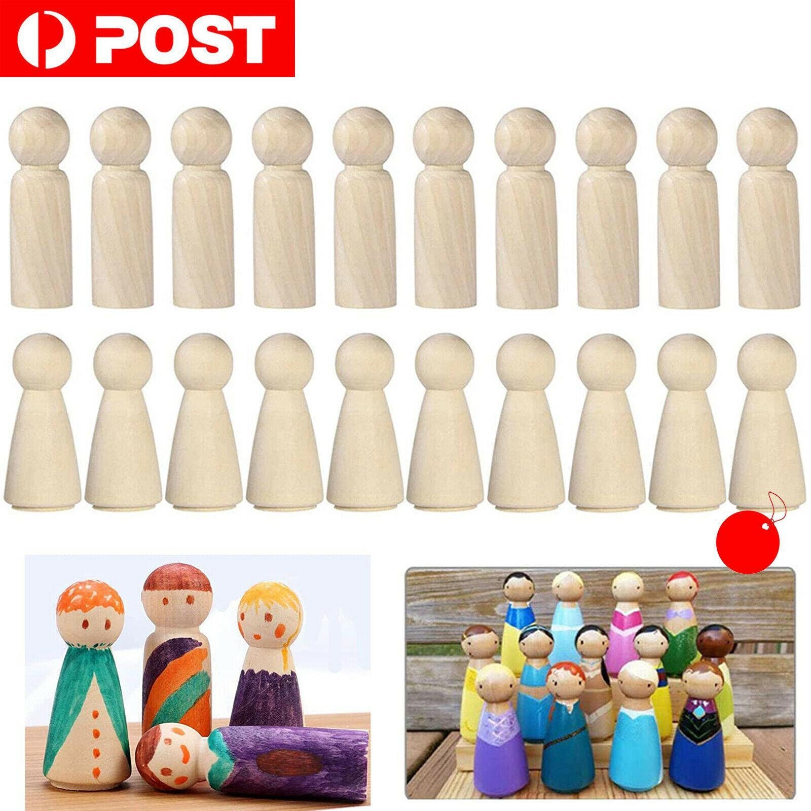 Camelize Wooden Peg Dolls,50 Pcs Unfinished Wooden Family Figures,Nature Wooden Decorative DIY Doll People for Kids Painting Decoration Toy,Storage Case in Assorted Sizes Craft Art Projects 