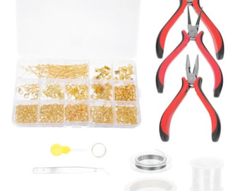 DIY Jewellery Making Wire Findings Pliers Starter Tool Earring Case Supply