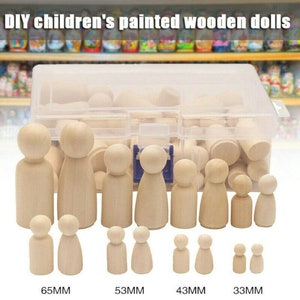 50Pcs Unfinished Wood Dolls Kids Toys Wooden Peg Little People Arts Craft