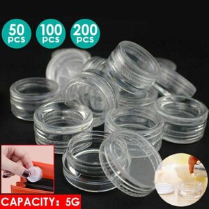 3g 5g 10g Empty Round Plastic Cosmetic Container Sample Pot Jar Clear Screw  Lid!