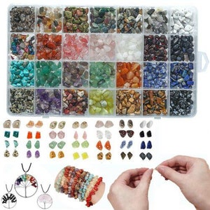 15/28 Kinds Of Drilled Natural Gemstone Chips Beads DIY Jewelry Making Kit Pack