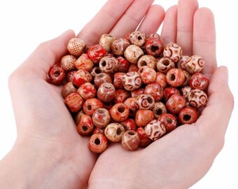 200pcs Mixed Large Hole BOHO Wooden Beads For Macrame European Charms DIY Crafts