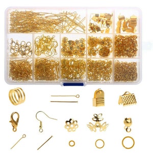 Jewellery Making Findings Kit DIY Wire Pliers Set Starter Tools Necklace Repair 1000PCS Findings Gold