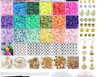 TheliCraft 6000 pièces Heishi perles plates pour la fabrication de bijoux à monter soi-même 24 couleurs perles en pâte polymère pour kit de fabrication de bracelets pour filles