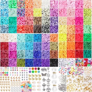 13200PCS 84 Colours Flat Round Polymer Clay Beads Kit Heishi Alphabet Letter Beads for Jewellery Bracelet Necklace Making TheliCraft