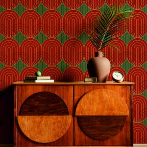 Maßgeschneiderte italienische Tapete Back to 70s Collection, modern midcentury, leuchtende Farben, geometrisch, PVC-frei