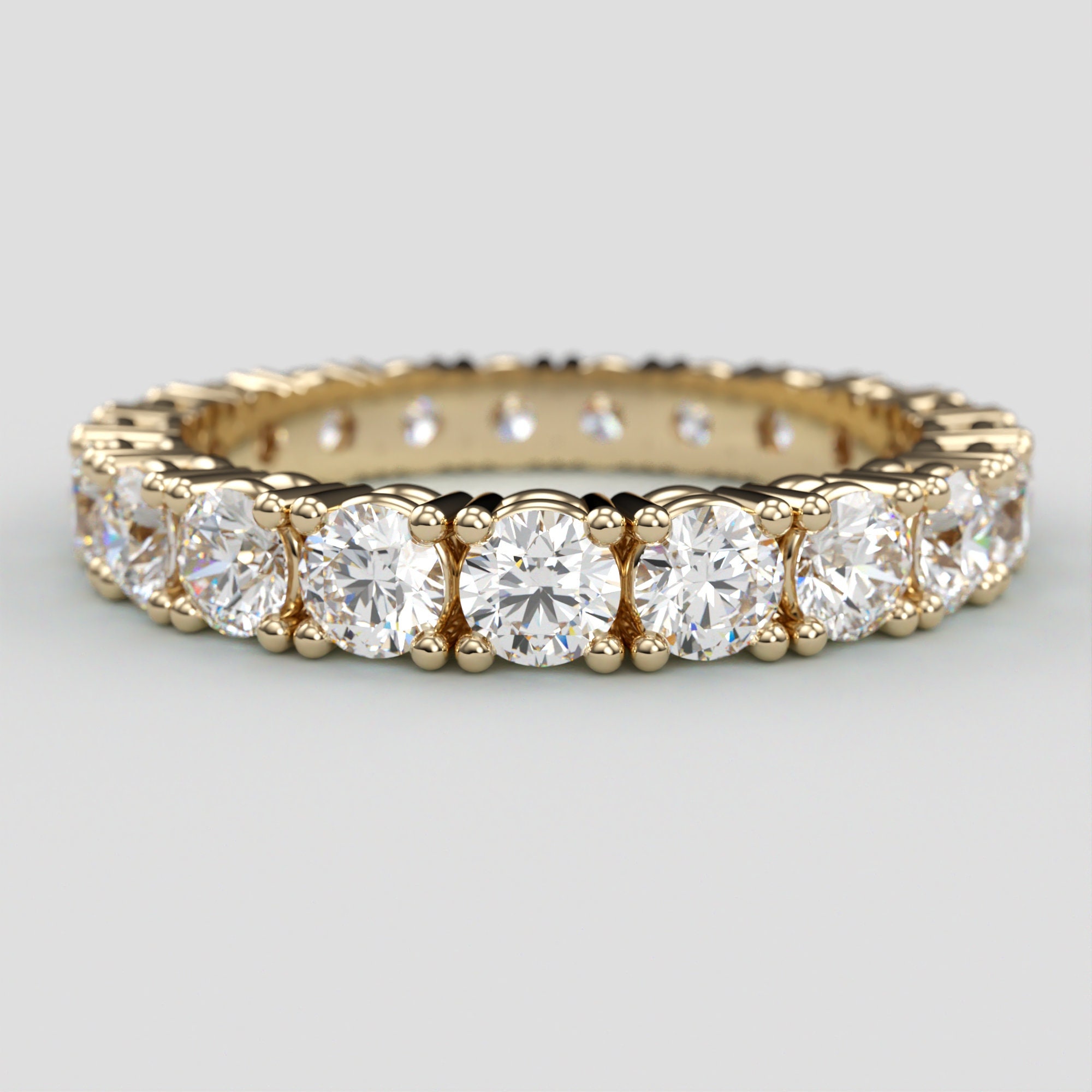 Full Eternity Band 18K Yellow Gold 3mm Natural Diamonds | Etsy