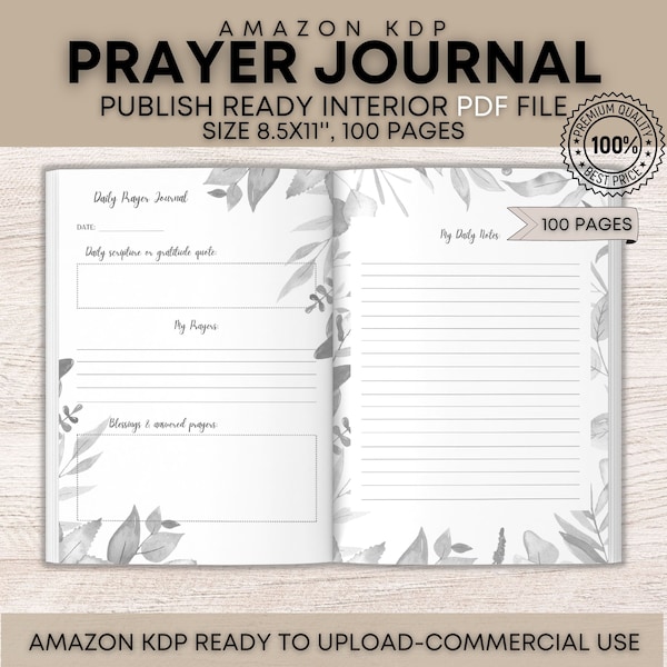 KDP Interiors, Floral Prayer Journal Pdf interior for Low Content Books, Digital Printable, SelfPublish Books, Sizes (8.5x11) COMMERCIAL USE