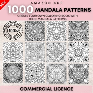 KDP Interior Reverse Coloring Book Page for Adults Mandalas, PLR Commercial  Use License, Bundle, Resellable, KDP Low Content, Medium Content 